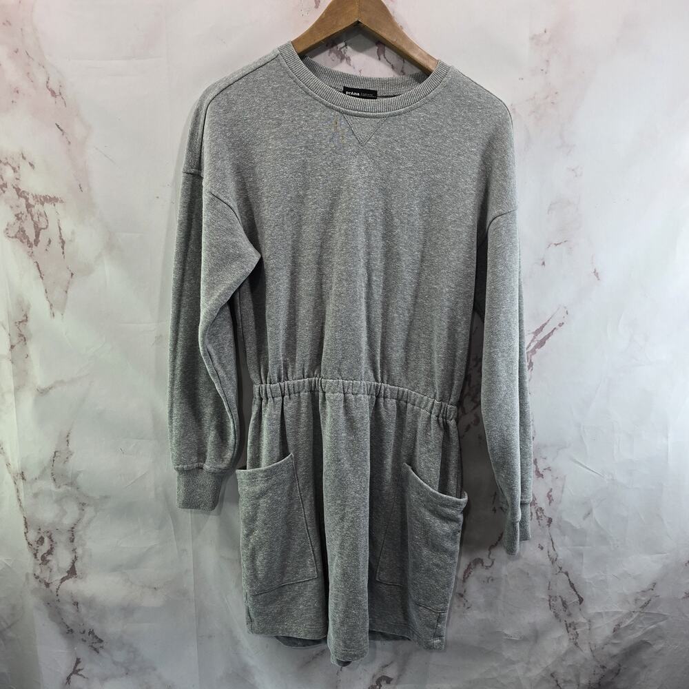 Prana Dress Womens XS Gray Sweatshirt Hemp Long Sleeve Mini Crew Cozy Up Pocket